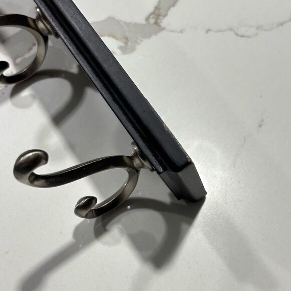 Black Decorative Scroll Die-cast Zinc Metal Silver 3-Hook Wall Hooks Fiberboard - Picture 6 of 10